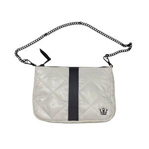 Oliver Thomas Quilted Mini Shoulder Bag White Chain-Strap Dog Print Lining
